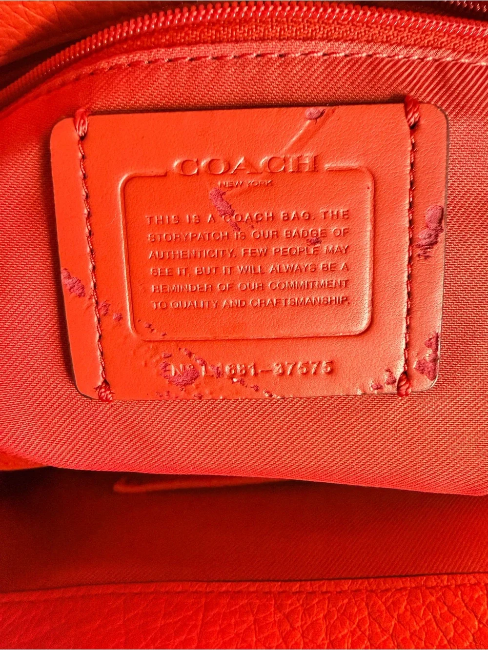 Coach Mercer Red/Orange Pebbled Leather Satchel 2 way handbag
